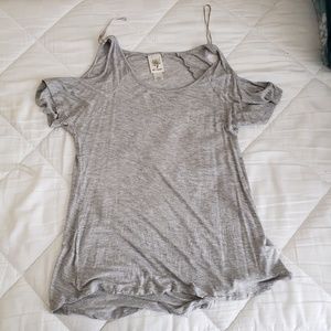 Gray Open Shoulder Blouse